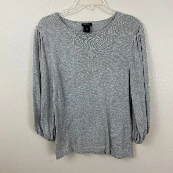Ann Taylor Gray Balloon Sleeve Top - Picture 2 of 7